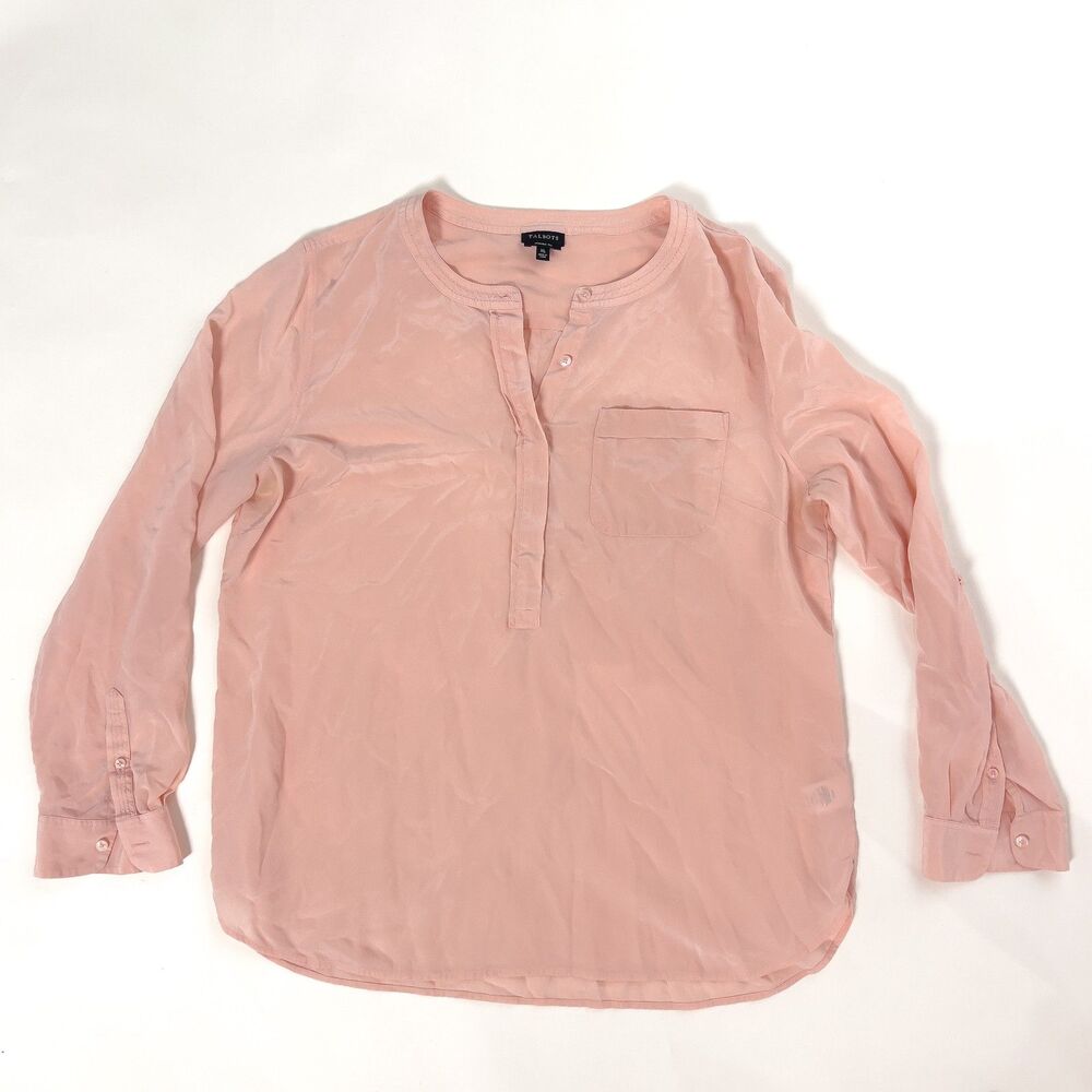 Talbots Washable 100% Silk Pink Blouse XL